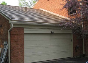 Completed garage roof as it appears from ground level.  
