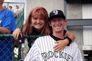 Carma Brown and Eddie Butler at a game during his 2012 rookie year with the Grand Junction Rockies.