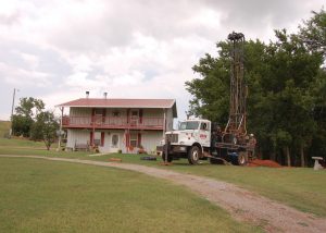 A vertical system is drilled for a collector at a home near Binger, OK. Photo Credit: Western Farmers Electric Cooperative (OK) 