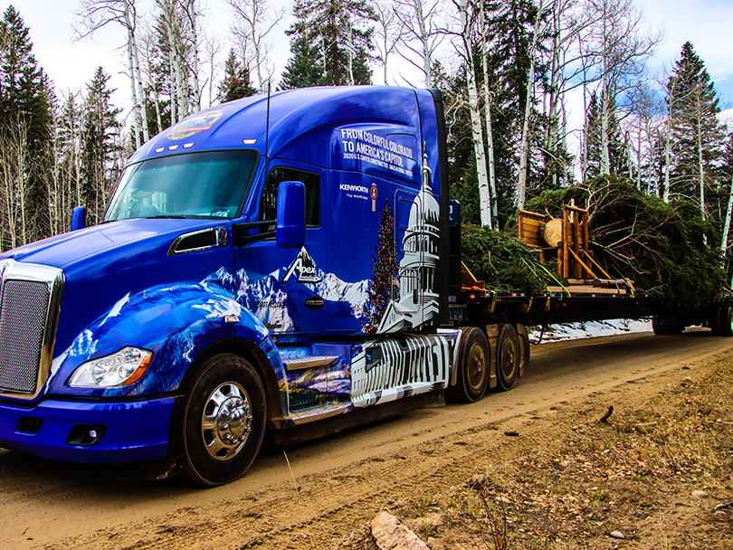 U.S. Capitol Christmas Tree hauled by big rig