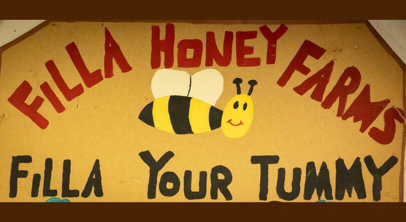 Filla Honey Farms sign on their Colorado property.